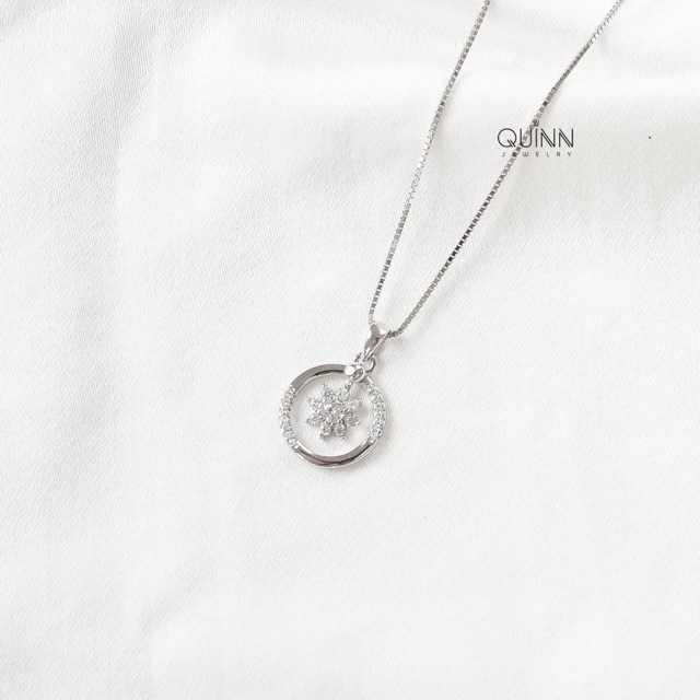 Dây chuyền Floral, dây chuyền nữ bạc 925 hoa tuyết đính đá, vòng cổ nữ bạc 925 Quinn Jewelry