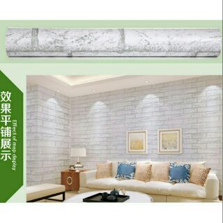 12m giấy dán tường gạch trắng