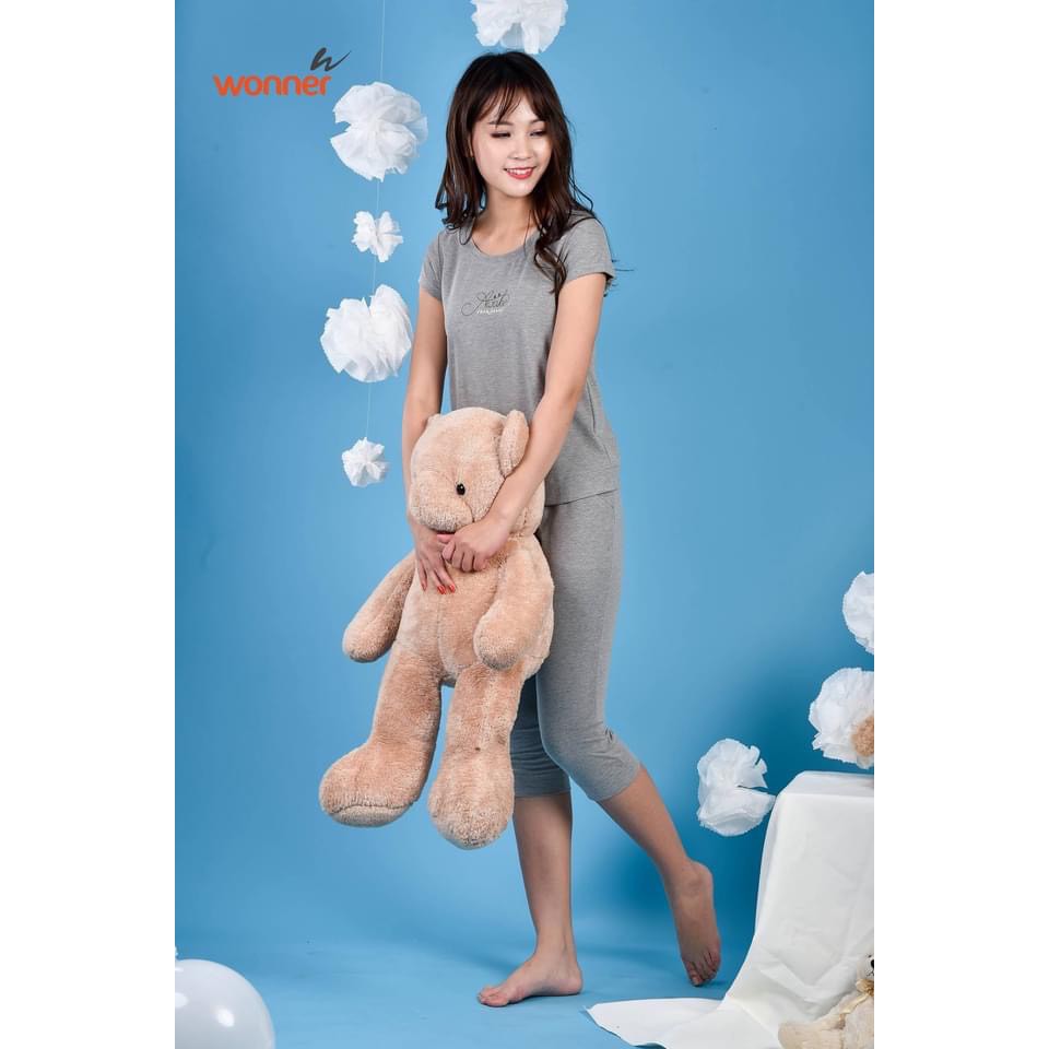 Bộ đồ Wonner_ Set đồ mặc nhà chất cotton 100% - áo cộc quần ngố trẻ trung năng động, họa tiết chữ đơn giản basic