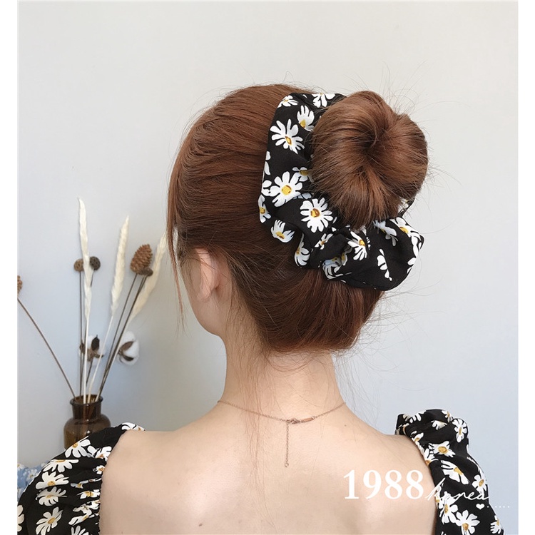 Dây Cột Tóc Mềm Mại In Họa Tiết Hoa Cúc Phong Cách Hàn Quốc Cổ Điển Thời Trang