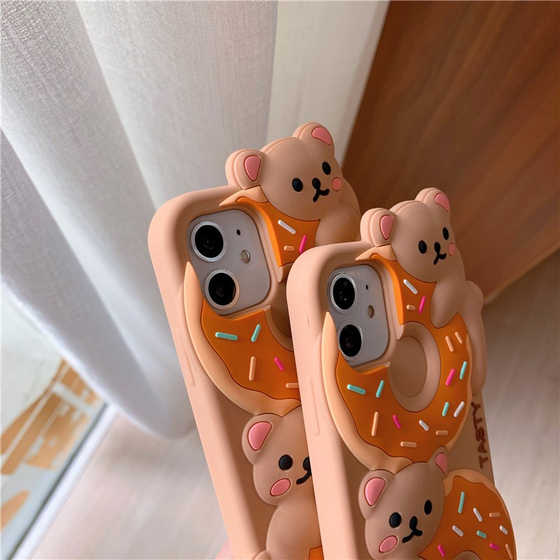 Silicone phone case for iphone 11 11 Pro Max 6s Plus 7 8 Plus XR X XS Max 12 12 Pro Max Mini LX donut soft iphone case