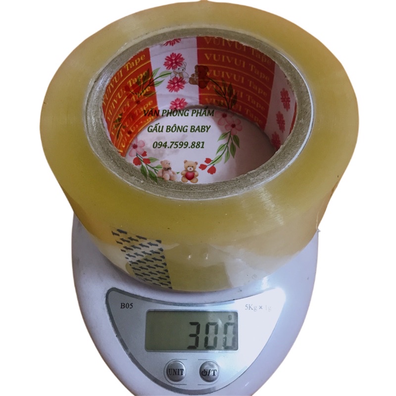 1 cuộn Băng keo trong 200 Yard nặng 300gr lõi mỏng, băng keo dầy đóng hàng hoá