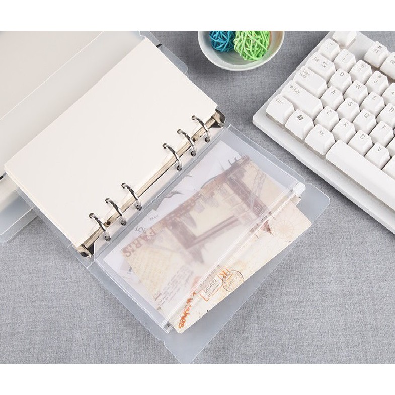 Túi zip dùng với còng sổ tiết kiệm đựng tiền chi tiêu bìa còng binder khổ B5/A5/A6