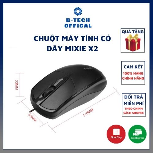 Chuột máy tính ⚡𝐁𝐇 𝟏𝟐 𝐭𝐡𝐚́𝐧𝐠⚡ Mixie X2 có dây cho máy tính, laptop - thuận tiện sử dụng