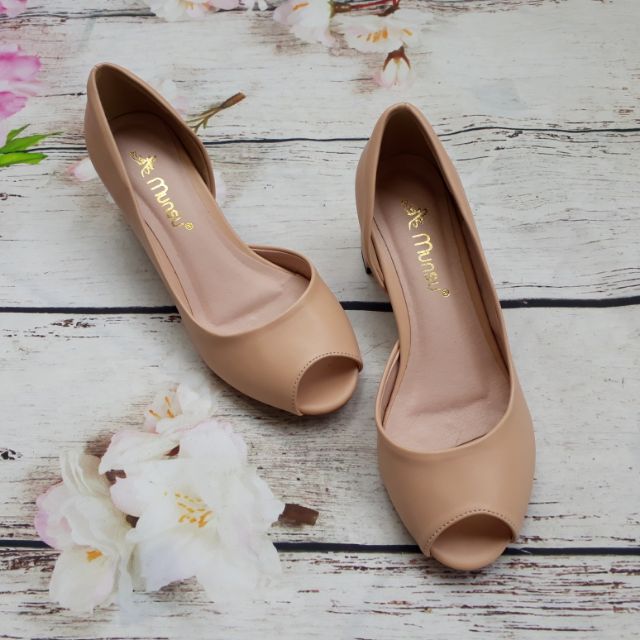 Giày công sở hở mũi gót vuông 5p