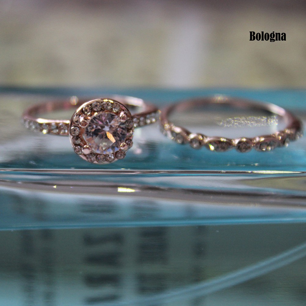 Set 2 Nhẫn Đính Đá Giả Thời Trang Cho Nữ