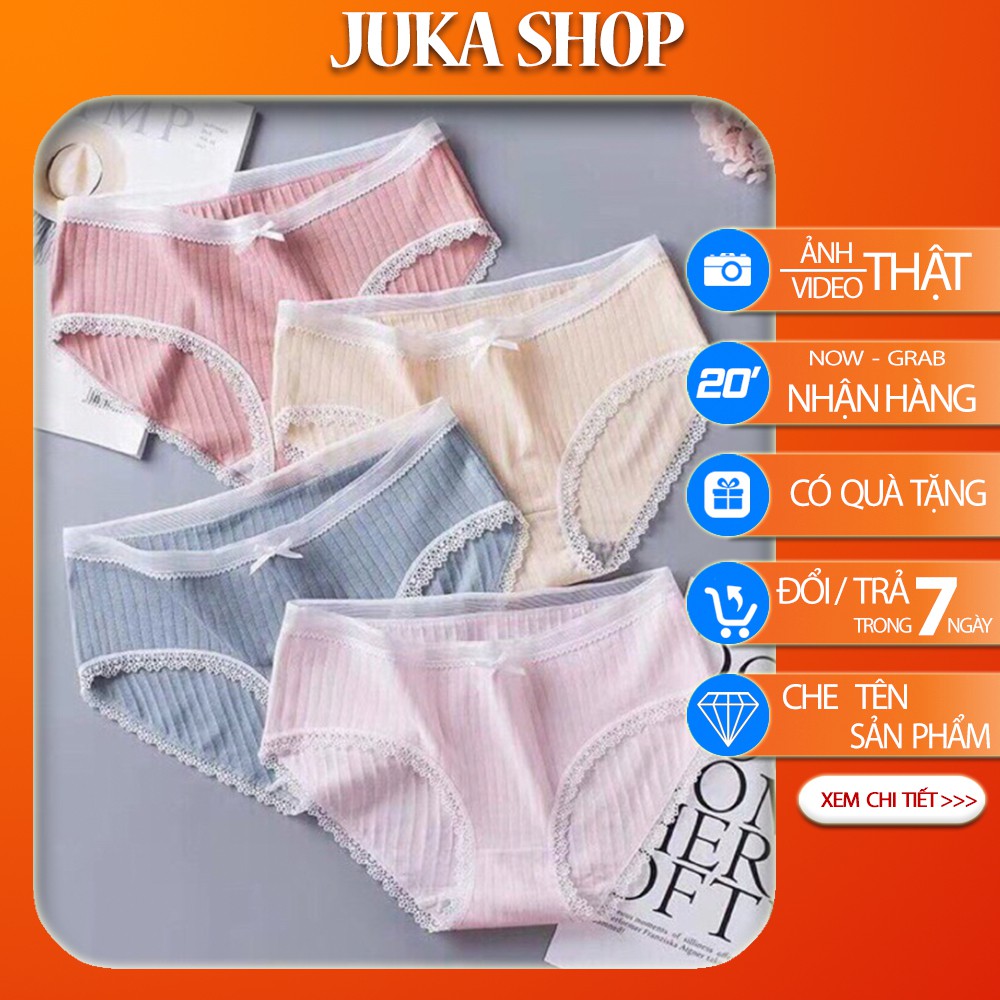 [Mỗi quần một túi zip] Quần lót nữ cotton tre mix ren có nơ cao cấp xuất nhật -quần kháng khuẩn hàng xịnQL01 - juka shop