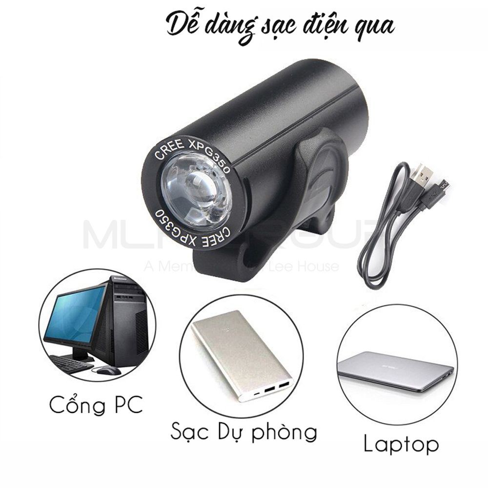 Đèn Trước Xe Đạp Raypal 350 Lumens Sạc Điện Usb Siêu Sáng Chống Nước Nhỏ Gọn MLH