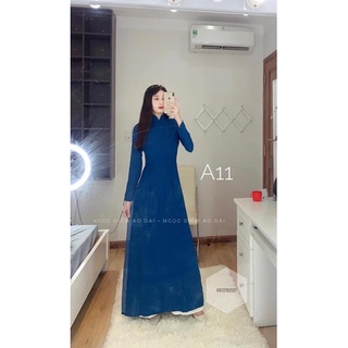 ÁO DÀI LỤA TRƠN TÀ CHỮ A KÈM QUẦN LỤA CÙNG CHẤT