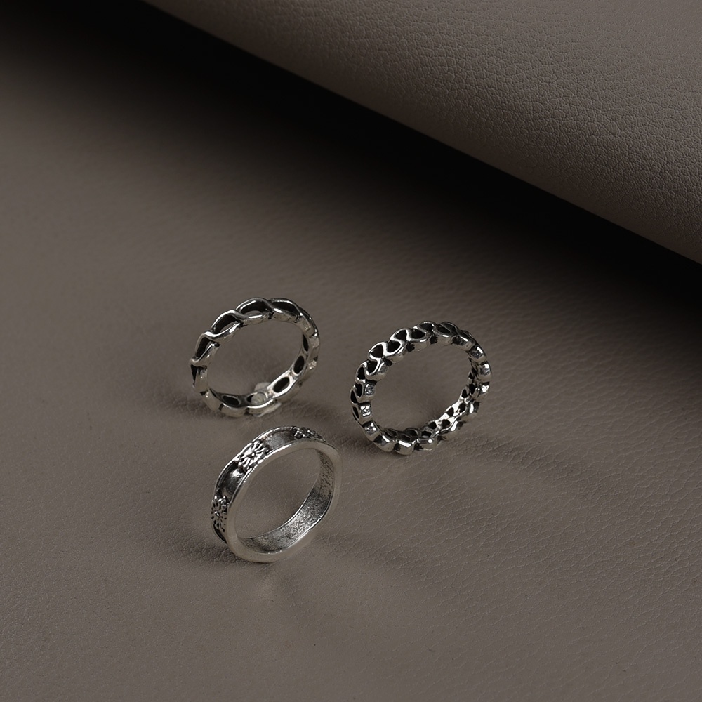 Set 11 Nhẫn Đeo Tay Kim Loại Phong Cách Retro Thời Trang