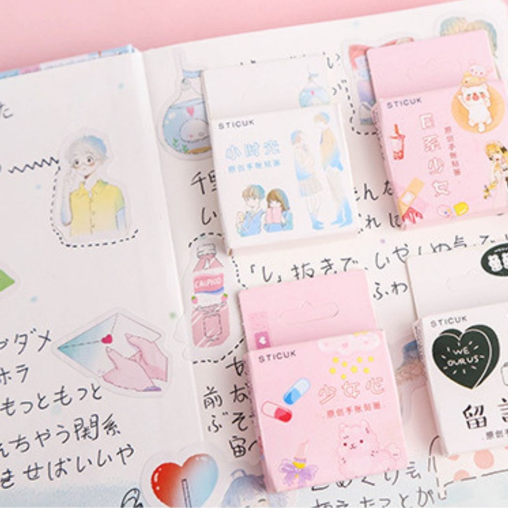 Hộp 46 sticker nhãn dán đáng yêu phong cách nhật bản Box Sticker ST184