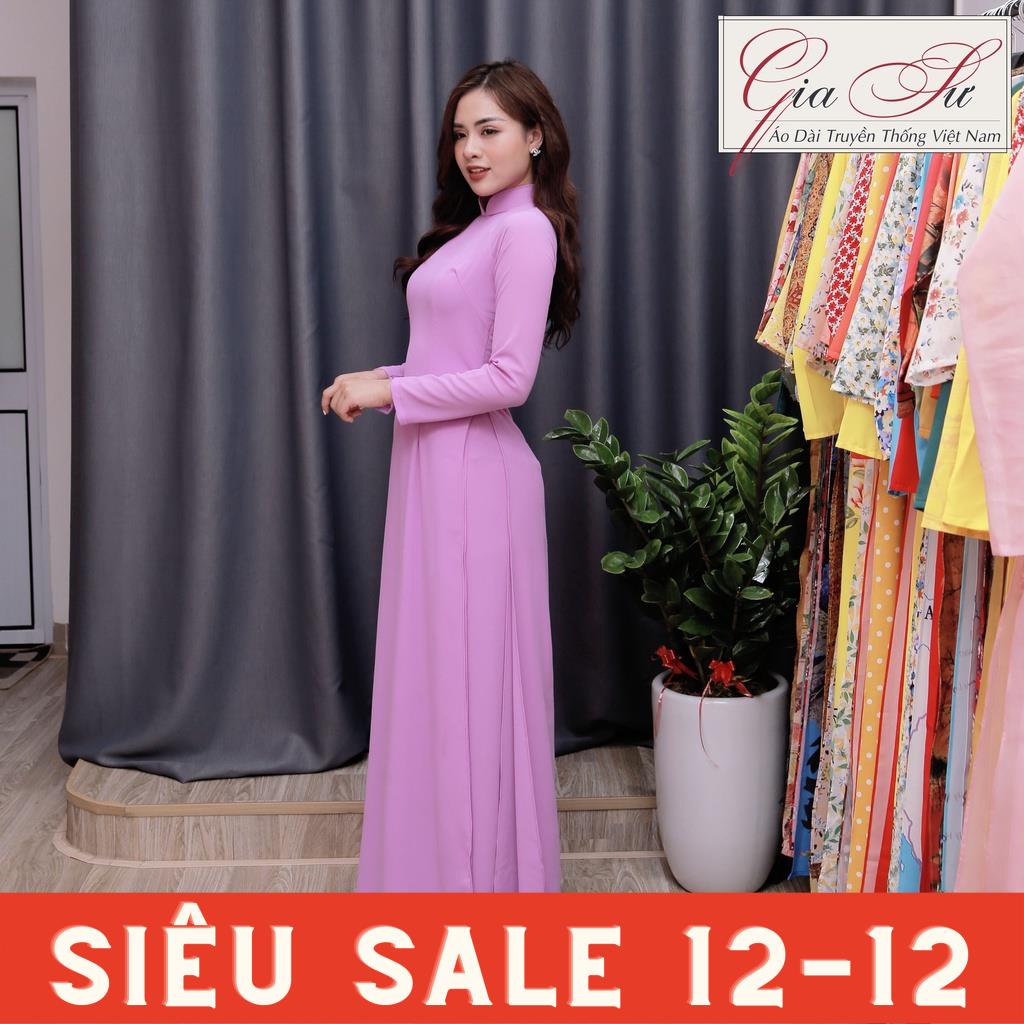 Áo dài truyền thống, màu tím cà, lụa chiffon cao cấp, không nhăn, không xù - T06