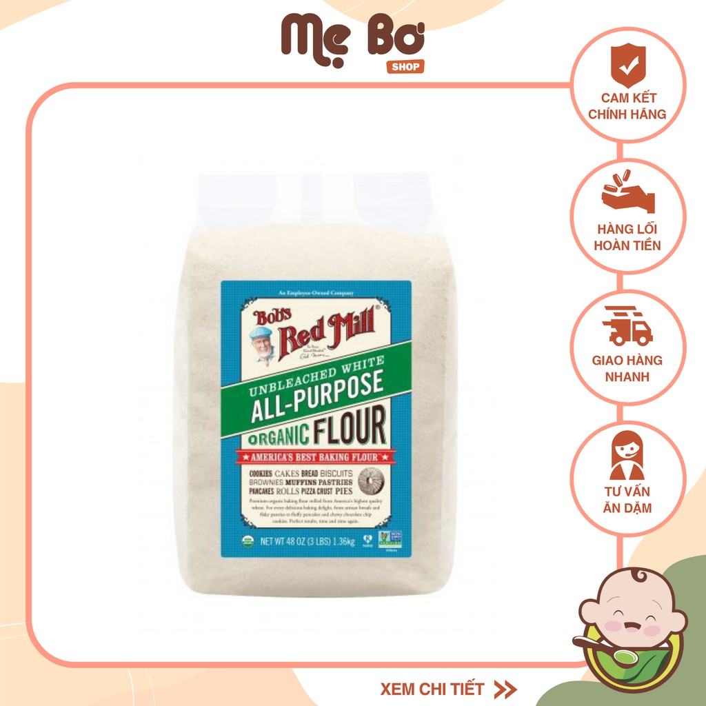 [Mã SKAMPUSHA8 giảm 8% đơn 300K] [Red Mill] BỘT MÌ HỮU CƠ KHÔNG TẨY TRẮNG GÓI CHIA LẺ 200gr