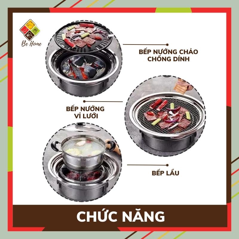 Bếp Nướng Than Hoa Không Khói BEHOME Bếp Nấu Lẩu BBQ Than Hoa Không Khói Cao Cấp [TẶNG KẸP + VỈ INOX THAY THẾ]