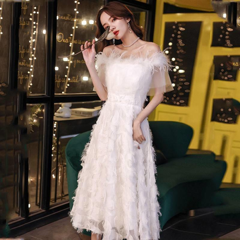 Đầm dạ hội dự tiệc 2021 mới cao cấp thanh lịch quý cô váy ren khâu áo dài mùa hè
