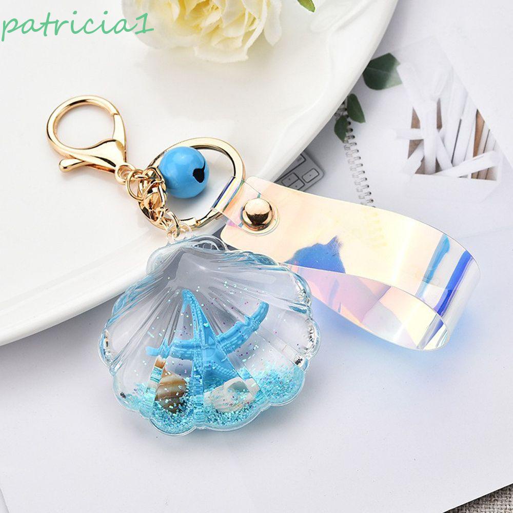 Móc Chìa Khóa Bằng Acrylic Và Da Hình Vỏ Sò / Sao Biển Phối Kim Tuyến Nước Lấp Lánh Xinh Xắn
