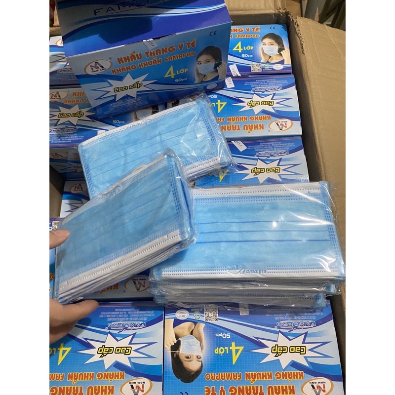 Khẩu trang y tế, khẩu trang y tế 4 lớp chính hãng hàng công ty Nam Anh, có giấy kiểm định chất lượng