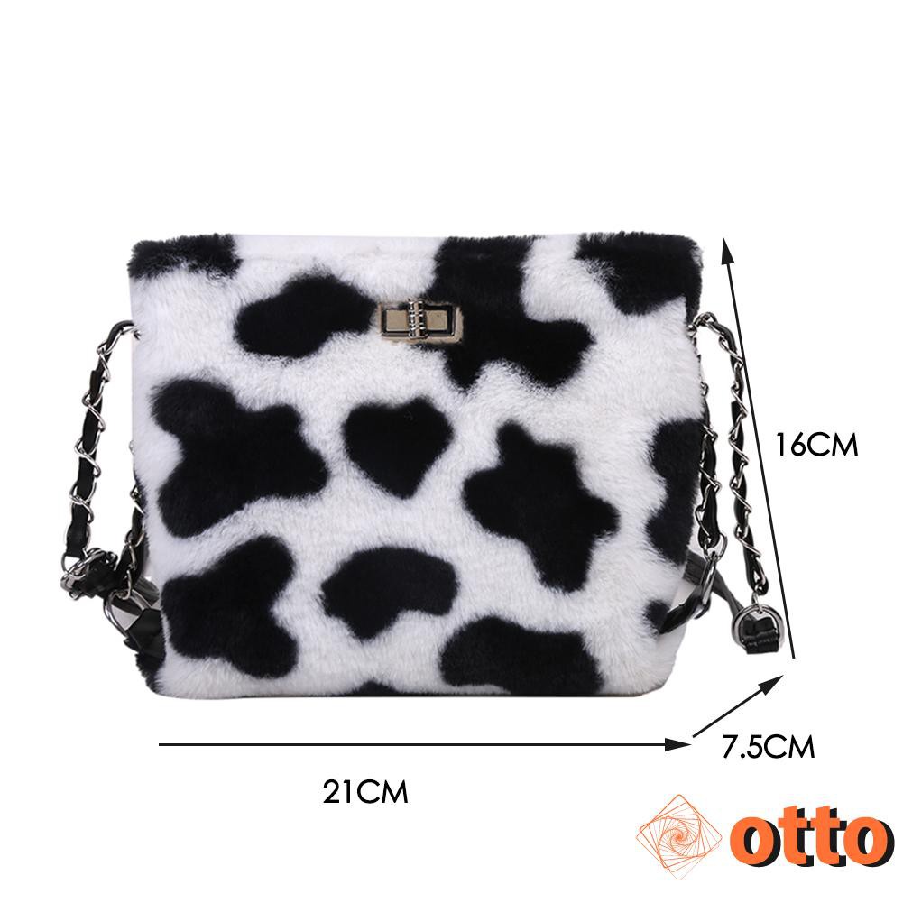 Fashion Daily Shoulder Messenger Bag Autumn Cow Pattern Top-handle Purse Women Street Zipper Handbag