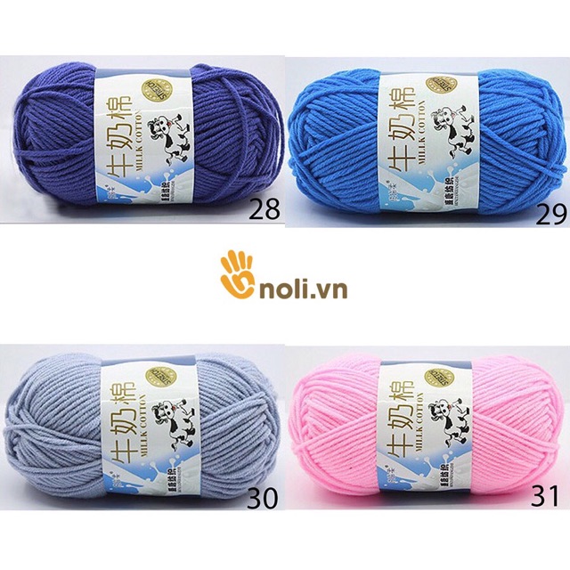 Len milk bò 50g mềm mịn, tơi xốp, nhiều màu dành cho người mới bắt đầu học đan móc khăn áo, thú bông, túi xách (24-51)