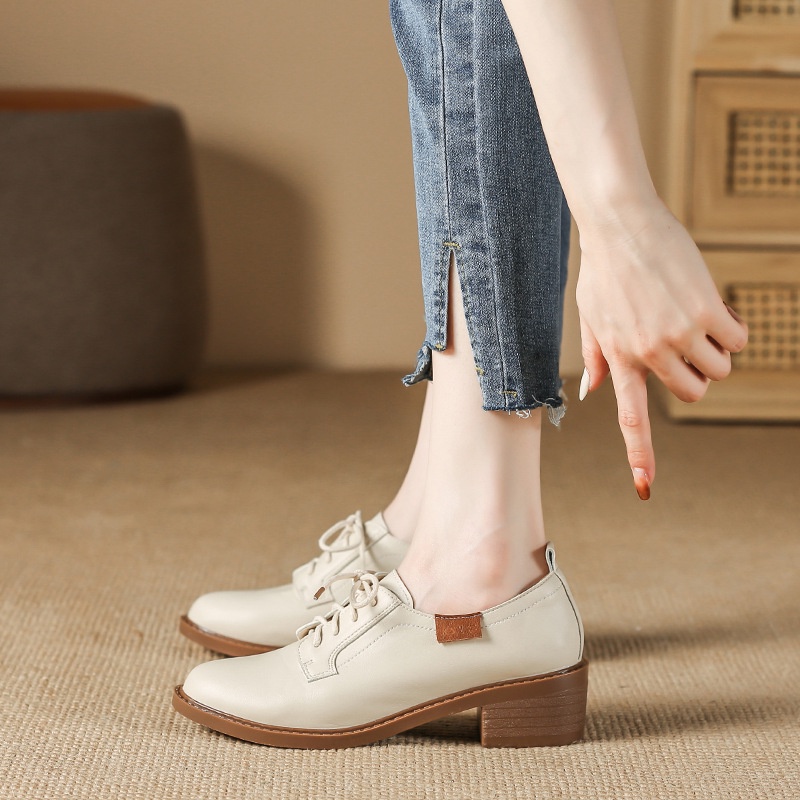 Giày Da oxford Đế Dày Cột Dây Phong Cách retro Anh Quốc