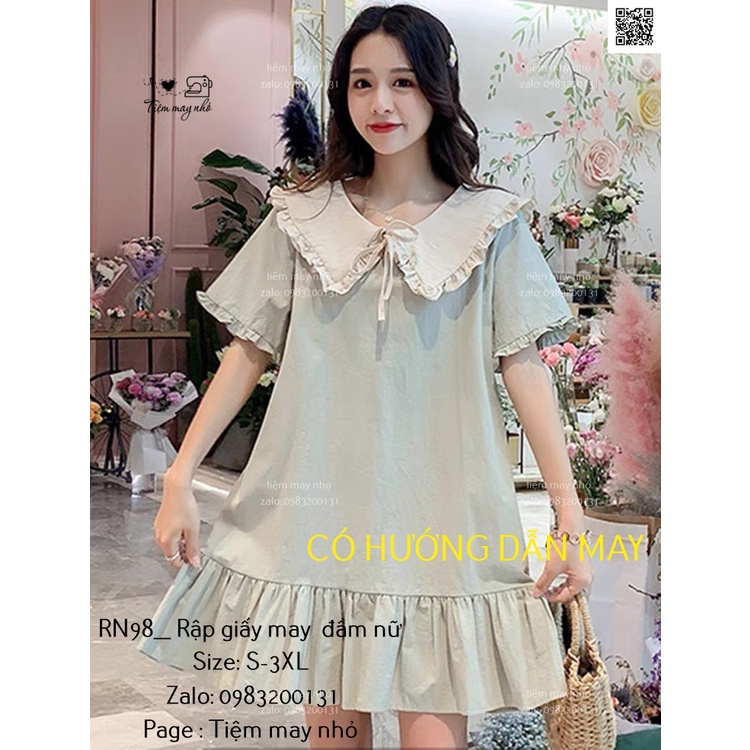RN98_Rập giấy may váy cổ sen đuôi cá nữ