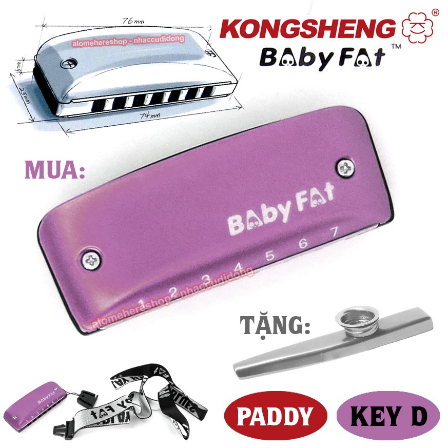 Kèn harmonica Diatonic Mini KongSheng 7 lỗ Paddy Baby Fat Key D Tặng Kèm Kèn Kazoo Màu Hồng
