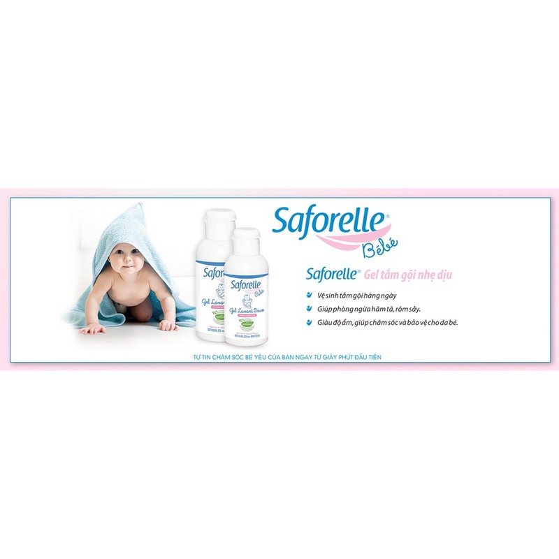 (DATE02/2024)SAFORELLE BEBE-GEL LAVANT DOUSE- GEL TẮM GỘI EM BÉ 250ML