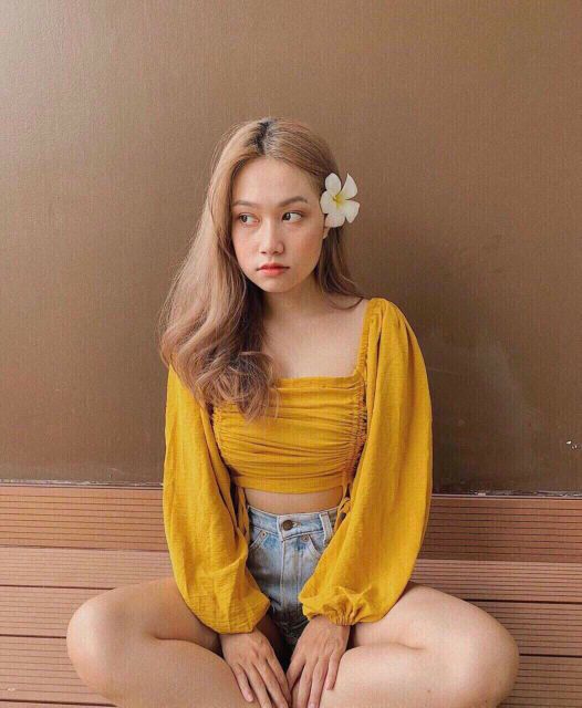 TỔNG HỢP ÁO CROPTOP NHÚN EO TAY PHỒNG