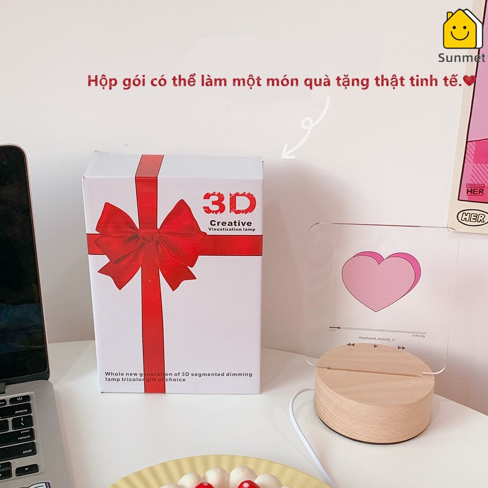 Đèn Ngủ Để Bàn Hình 3D Sáng Tạo Chuẩn Style Hàn Gồm 3 Màu Khác Nhau Trang Trí Nội Thất Quà Tặng Ý Nghĩa