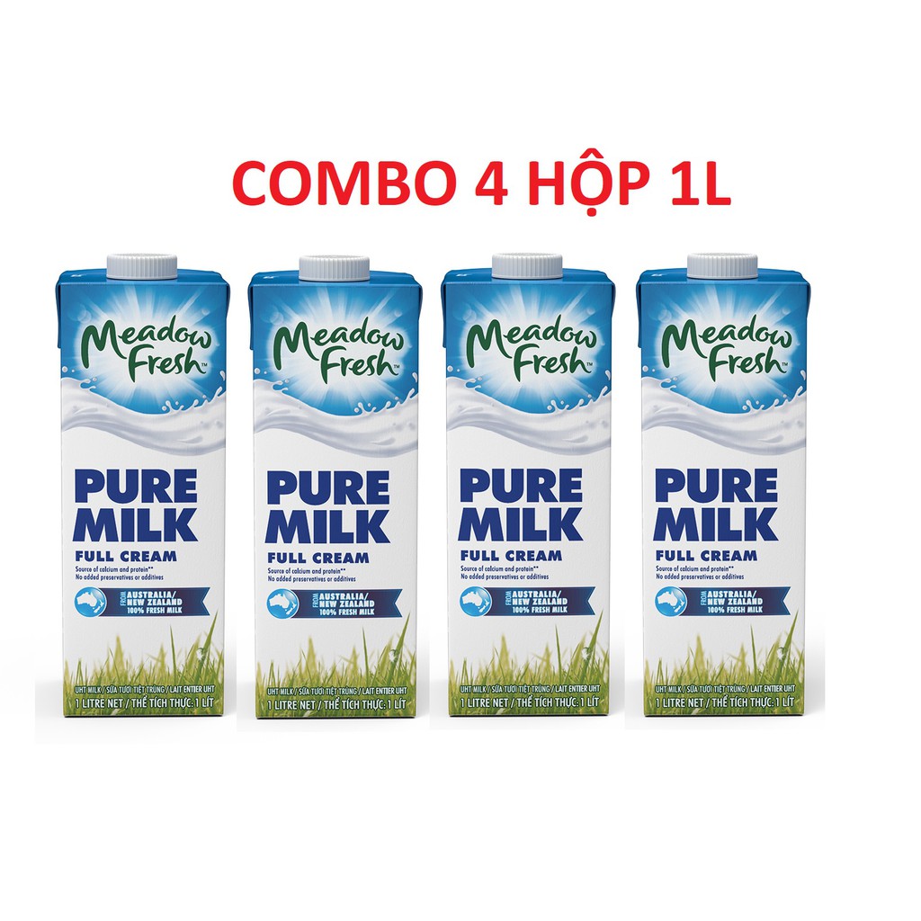Combo 4 Hộp Sữa Meadow Fresh Sữa Úc Tươi Nguyên Kem Meadow Fresh 1L - Nhập Khẩu Australia