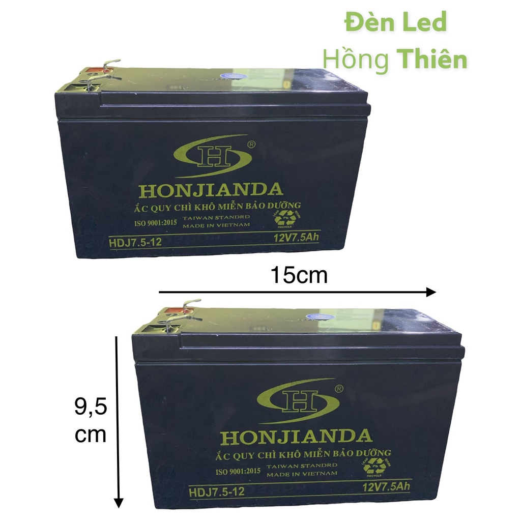 Bình Ắc Quy Khô 12V 7.5Ah Honjianda Dùng Cho Quạt Tích Điện