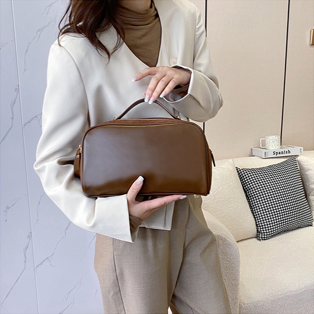 Túi Da Đựng Mỹ Phẩm Khóa Kéo Phong Cách Vintage