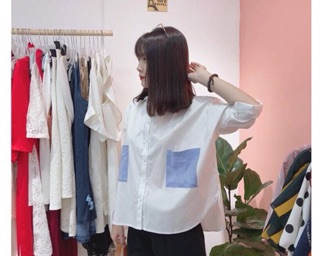 Áo sơ mi Oversize phối 2 túi