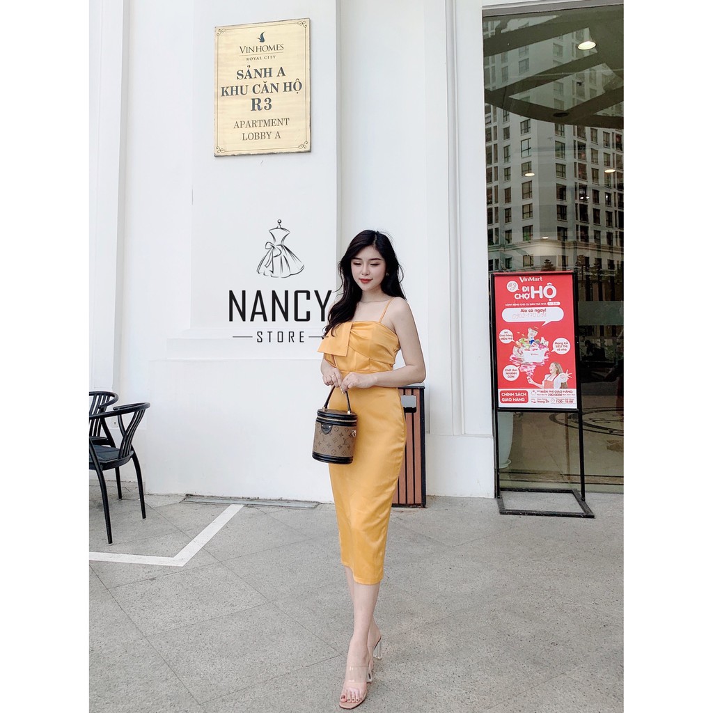 Váy đầm nữ body cao cấp sang trọng hai dây xếp nơ ngực tôn dáng dự tiệc sang chảnh Nancy A11 | BigBuy360 - bigbuy360.vn