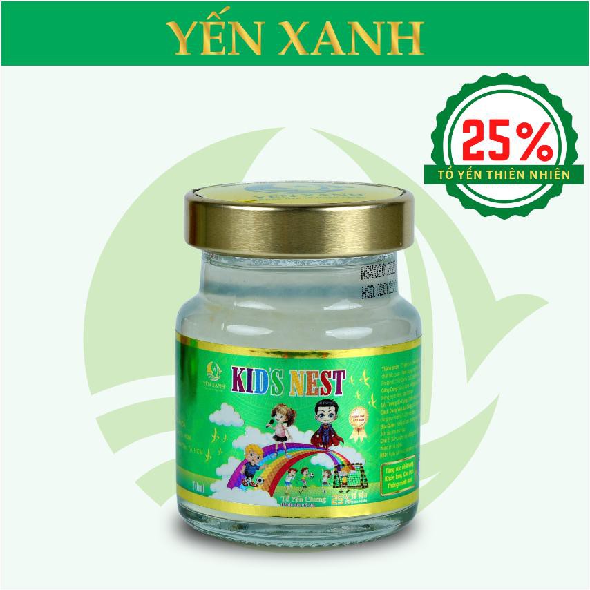 (25% tổ yến) Nước tổ yến sào chưng dành cho trẻ em Kid's Nest hương dâu– YẾN XANH - Lốc 6 lọ x 70ml