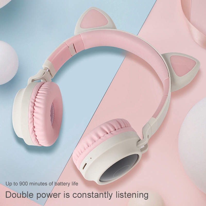 Tại Nghe Bluetooth Hình Tai Mèo Có Đèn Led Dễ Thương Cho Bé