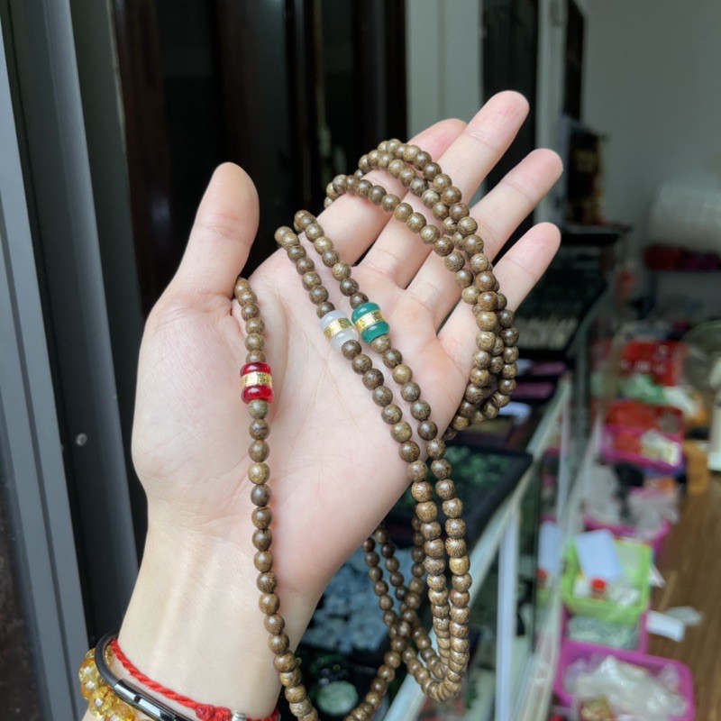 Vòng Tay Trầm Hương mix Lu Thống đeo tay quấn 3-4 vòng