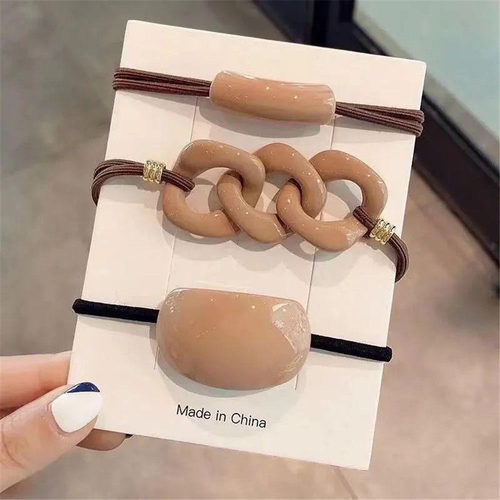 LAY Dây Cột Tóc Cao Su Co Giãn Đính Hạt Resin Dành Cho Nữ
