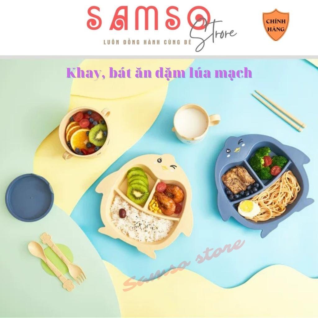 Khay ăn dặm lúa mạch cho bé, bộ khay ăn dặm 6 chi tiết hình thú siêu đáng yêu - Samso store