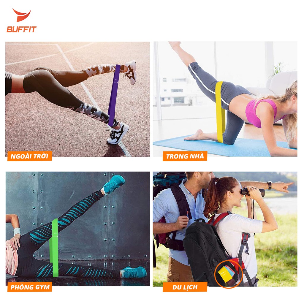 [✅ 30 NGÀY 1 ĐỔI 1] Dây kháng lực, dây đàn hồi tập gym cao su tự nhiên MINI BAND hồng tím cao cấp BUFFIT - Lite Edition