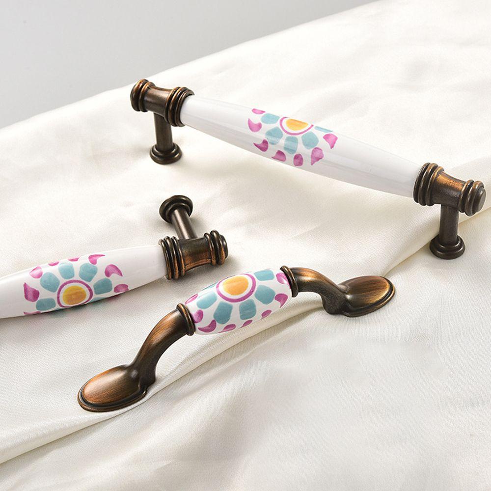 KUNHEV Tay Nắm Cửa / Cửa Ra Vào Họa Tiết Hoa Mẫu Đơn Trang Trí Nội Thất