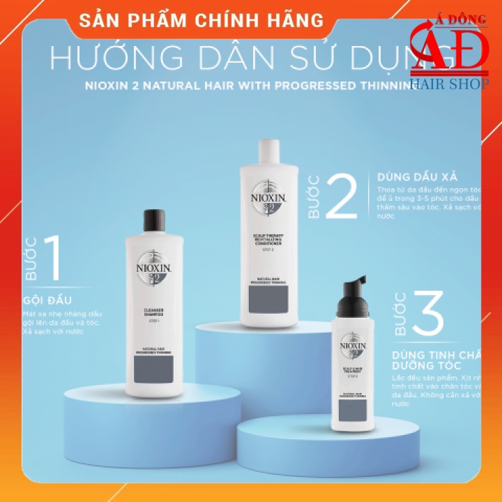 [+Tặng mũ trùm] BỘ DẦU GỘI XẢ NIOXIN 2 NATURAL HAIR USA - CHO TÓC TỰ NHIÊN THƯA MỎNG VÀ RỤNG NHIỀU