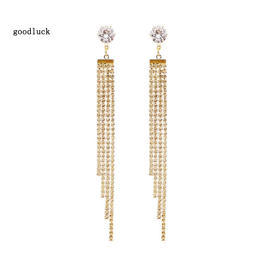 Bông Tai Dáng Dài Đính Đá Thời Trang Thanh Lịch Cho Nữ