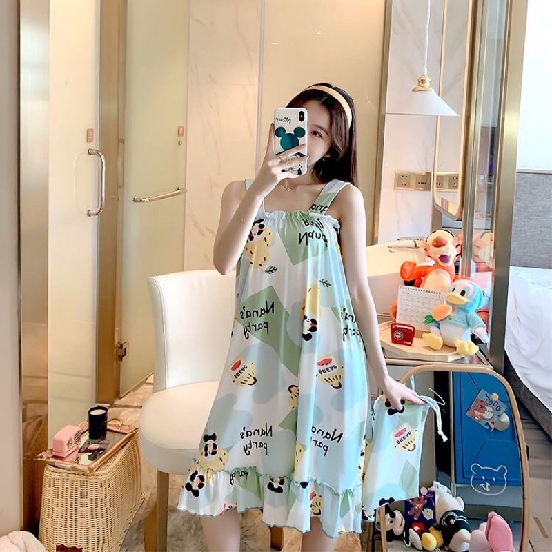 [HÀNG LOẠI1] Váy Hai Dây Nữ Đẹp Mặc Nhà Dáng Xuông, Đầm Ngủ Thun Cotton Mềm Mại | BigBuy360 - bigbuy360.vn