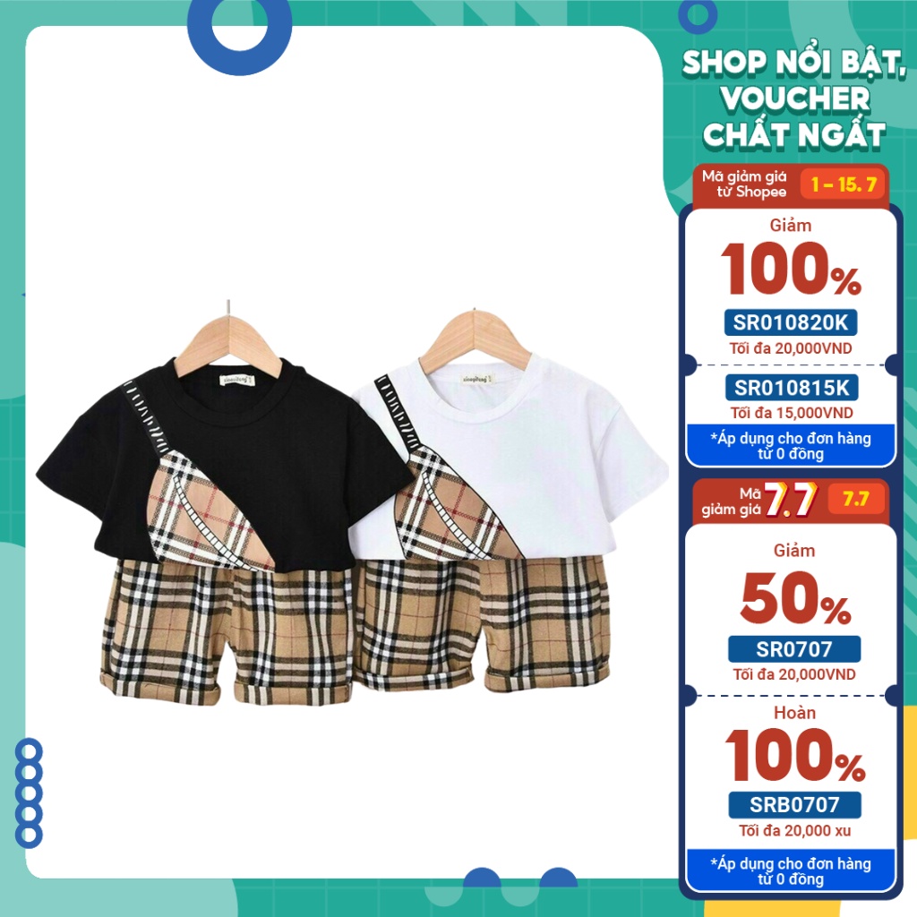 Quần áo trẻ em TINY KIDS, set đồ bé trai in hình túi chéo, đồ bé trai phong cách hàn quốc cho bé từ 7-18kg