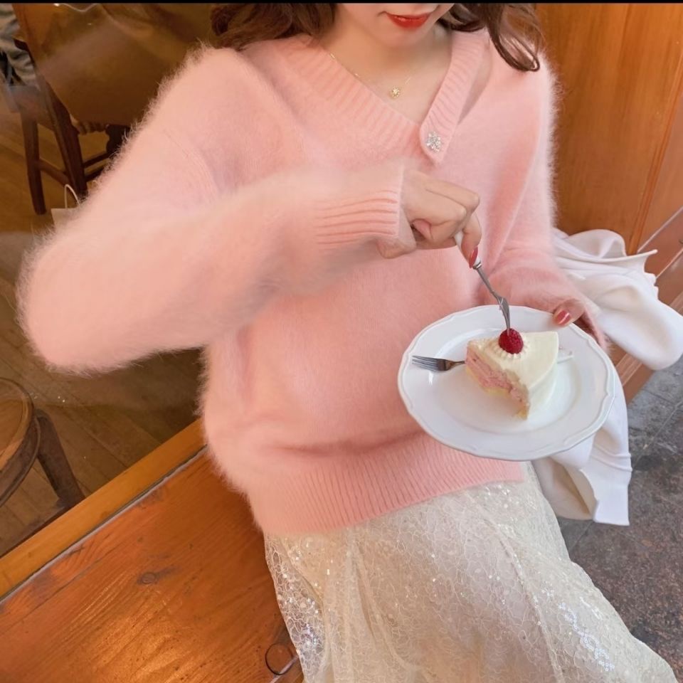 Áo Len Dài Tay Cổ Chữ V Thiết Kế Mới Thời Trang Dành Cho Nữ