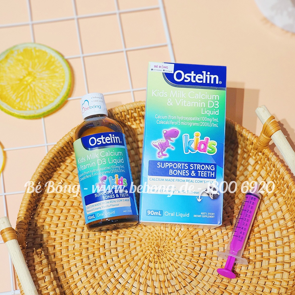 Canxi và vitamin D3 dạng nước Ostelin Úc 90ml