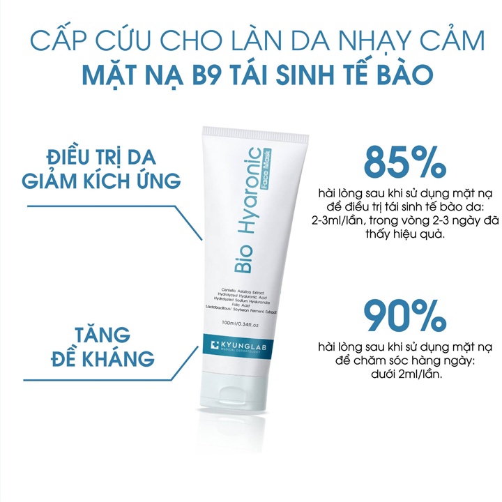 Mặt nạ Kyung Lab B9 Bio Hyaluronic Face Mask 100ml Hàn Quốc Mit Beauty phục hồi cấp ẩm tế bào da
