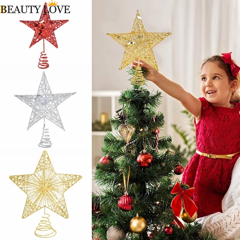 Ngôi Sao / Núi Rỗng Lấp Lánh 25cm Trang Trí Cây Thông Giáng Sinh