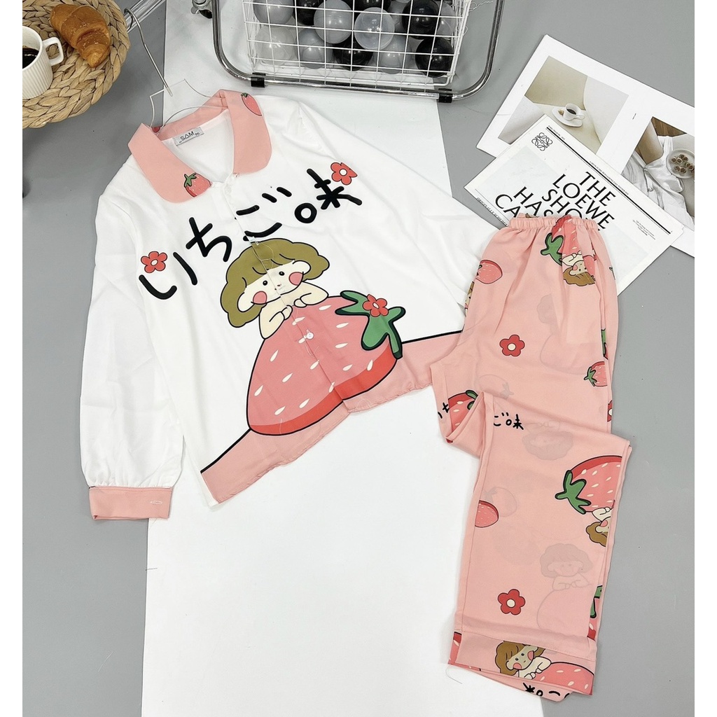 Pijama Lụa MANGO Cổ Sen Tay dài quần dài, Chuẩn Hot Girl Nhà Sam...form dưới 60kg. | BigBuy360 - bigbuy360.vn